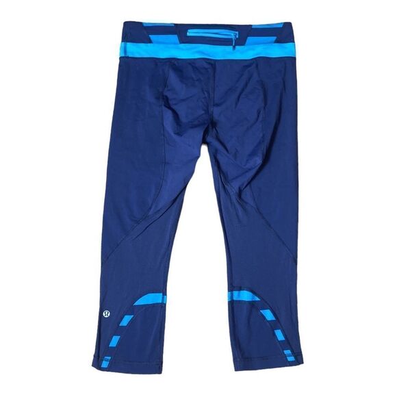 Lululemon blue on blue crop mesh leggings 8 - Picture 4 of 7